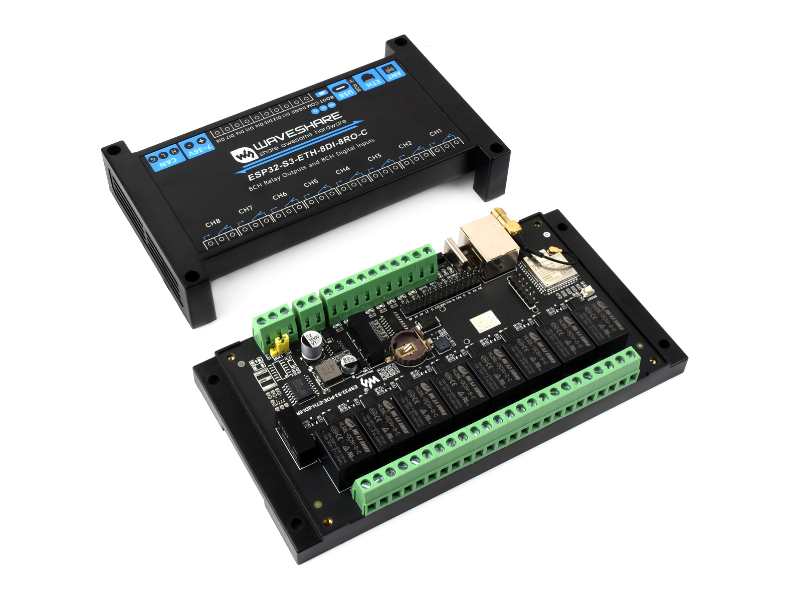 Waveshare Esp32 - Industriële 8-kanaals ESP32-S3 WiFi-relaismodule, ingebouwde geïsoleerde