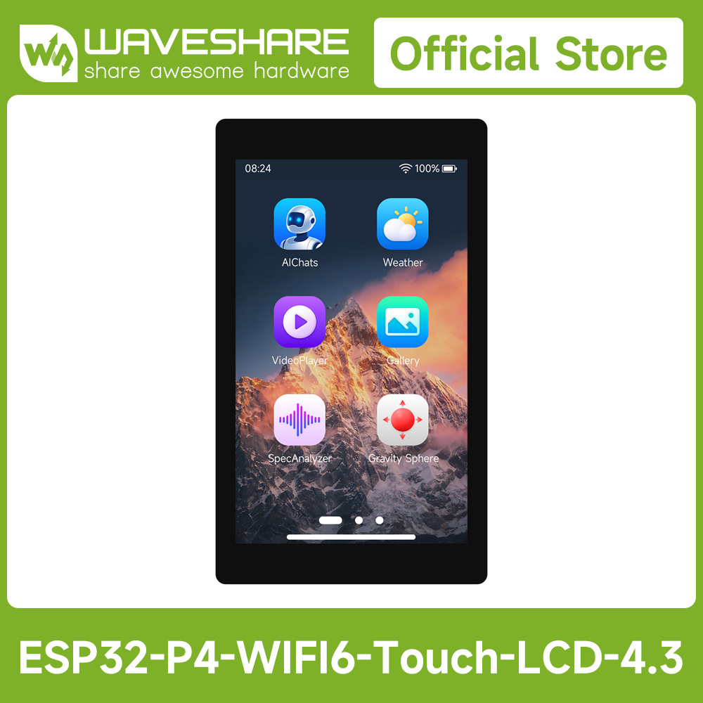 Waveshare Esp32 - Waveshare ESP32-P4-WIFI6 4,3-inch ontwikkelbord, resolutie 480