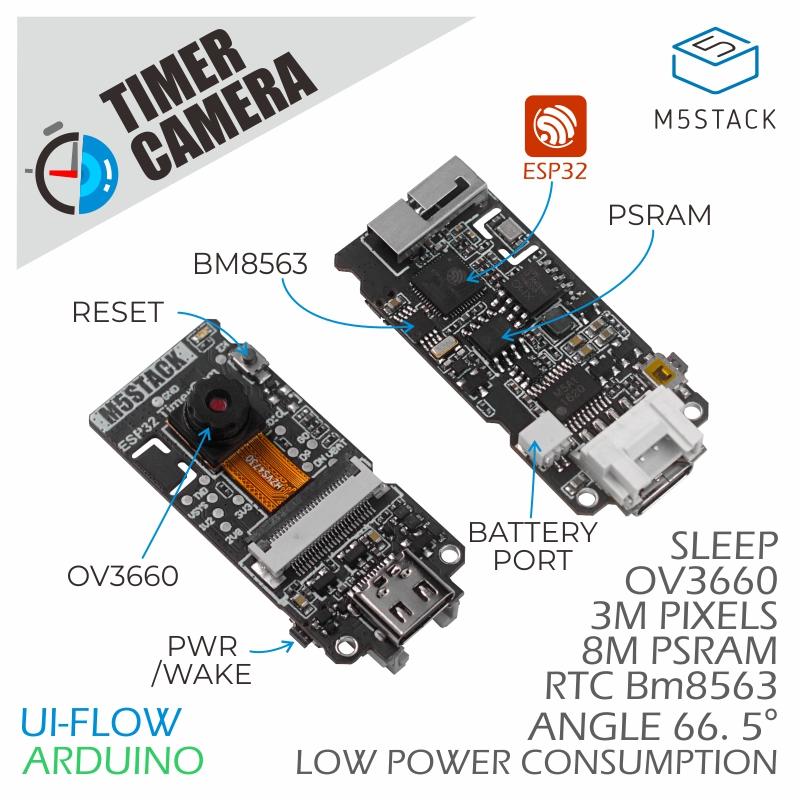 M5Stack - M5Stack officiële ESP32 PSRAM-timercamera (OV3660)