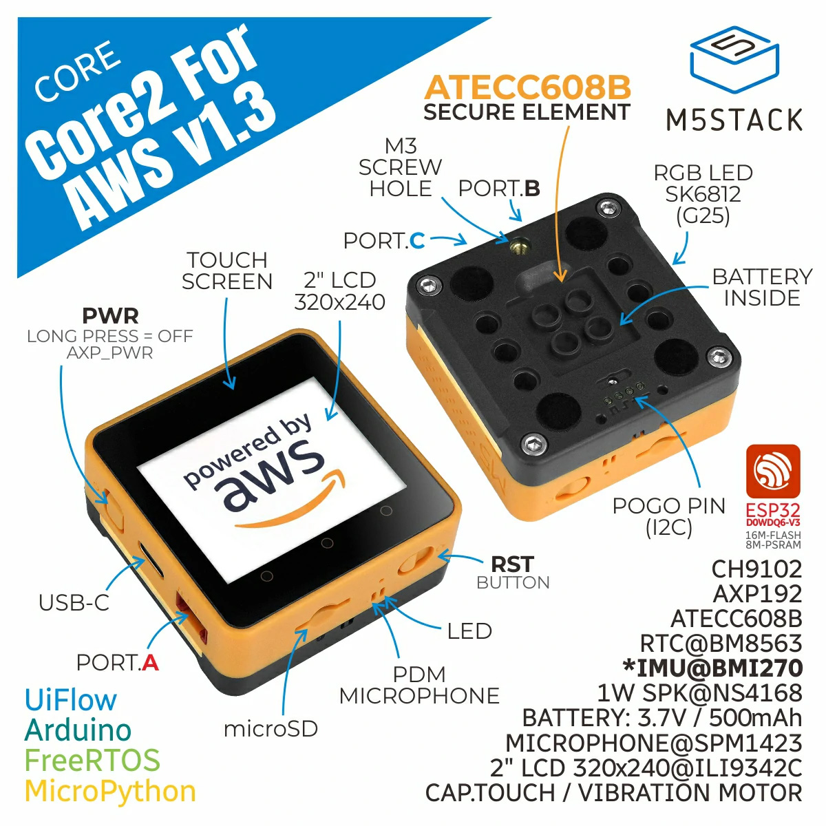 M5Stack Core2 AWS IoT Kit ESP3 - M5Stack Core2 recensie en prijs